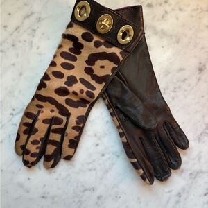 Leopard Print Leather Gloves